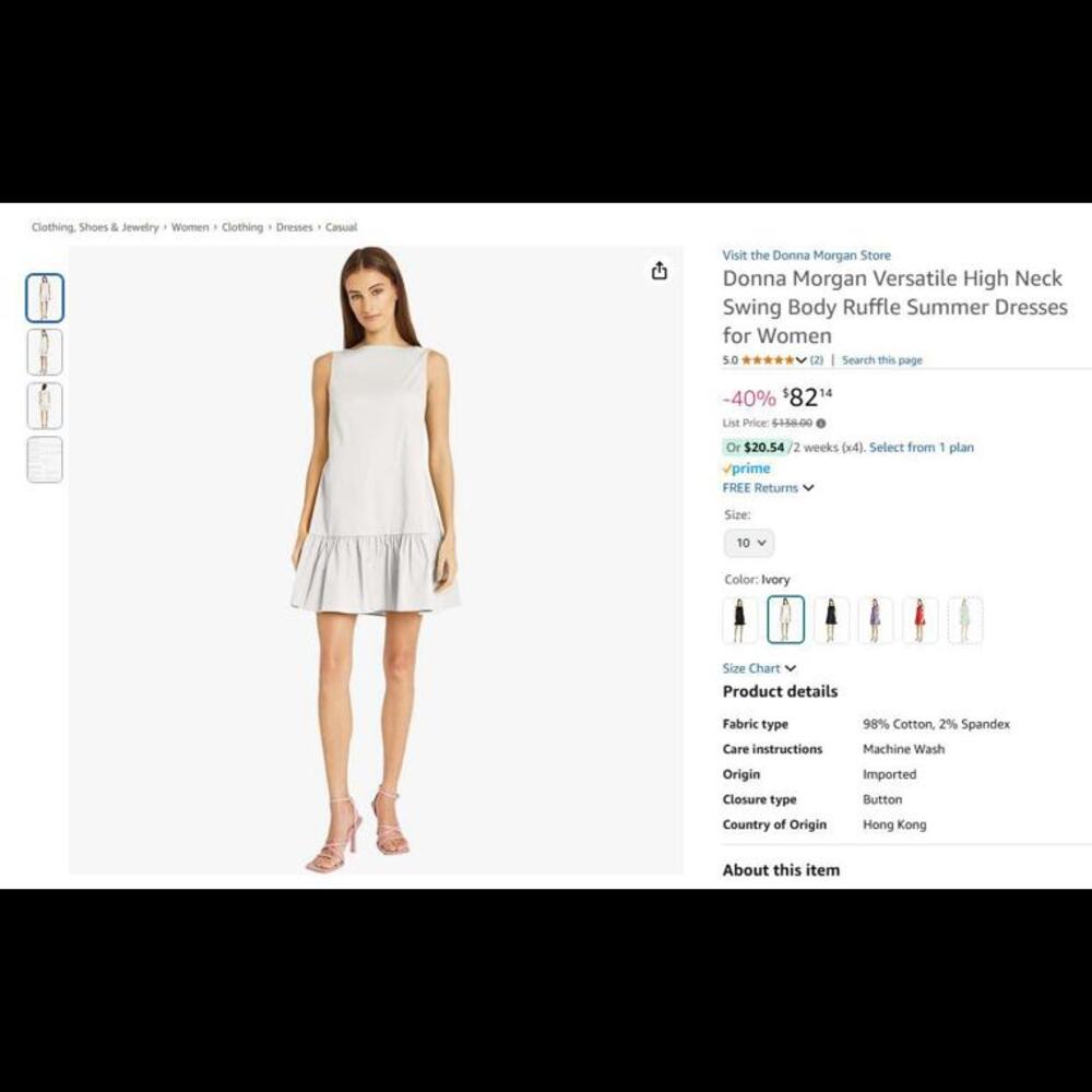 Donna Morgan  Ruffle Summer Dresses for Women Size 6 Ivory White